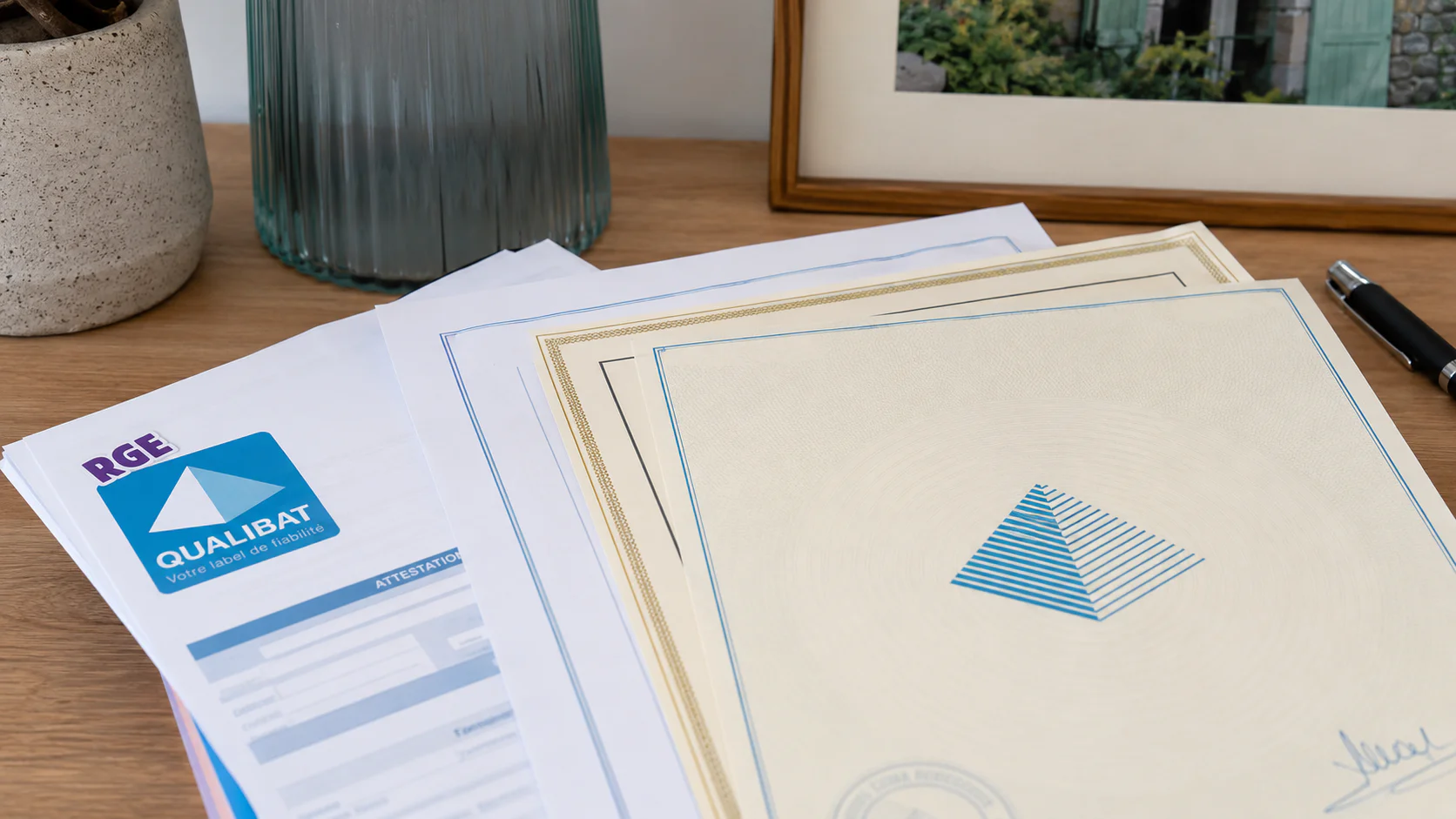 Document officiel de qualification QUALIBAT et attestation d'assurance décennale