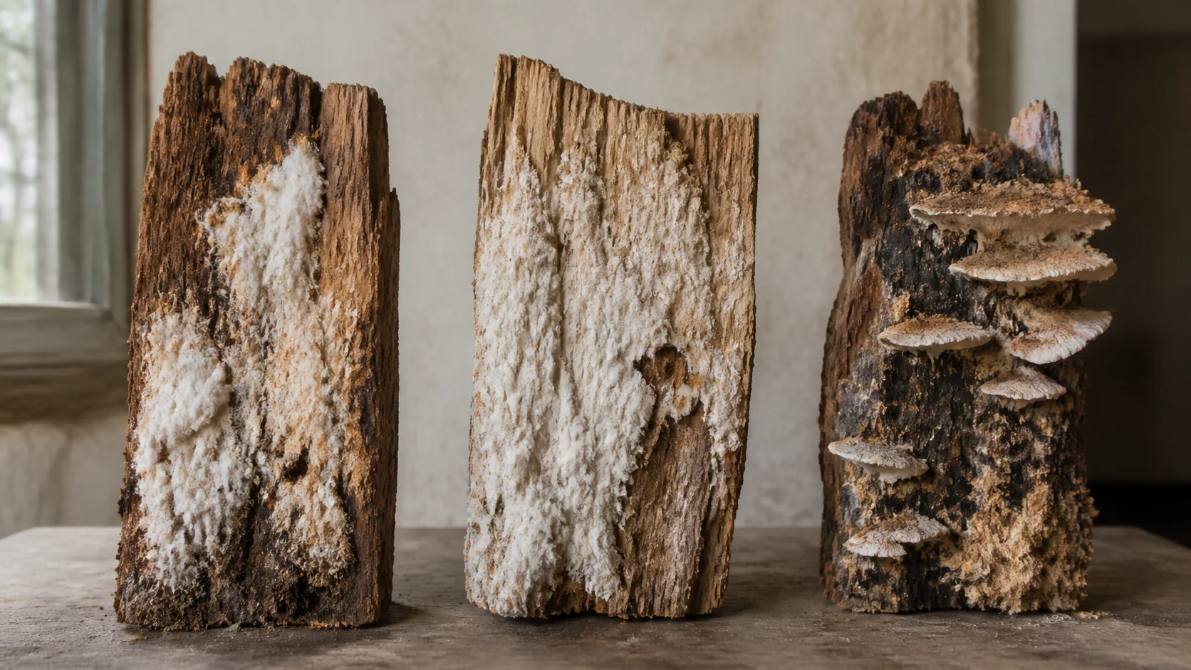Comparaison de différents champignons lignivores sur bois