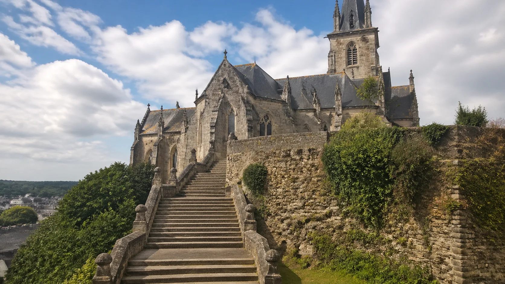 Église de Brélévenez à Lannion et son escalier monumental