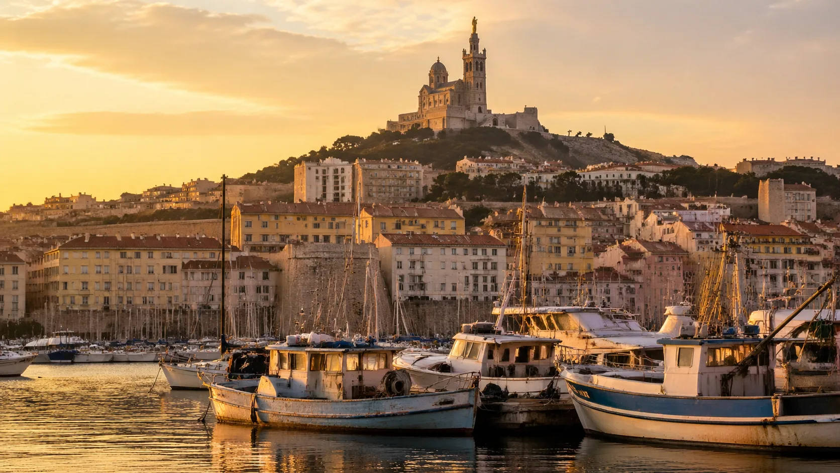 Vieux-Port de Marseille avec Notre-Dame de la Garde