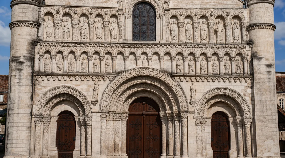 Façade romane sculptée de Notre-Dame la Grande à Poitiers