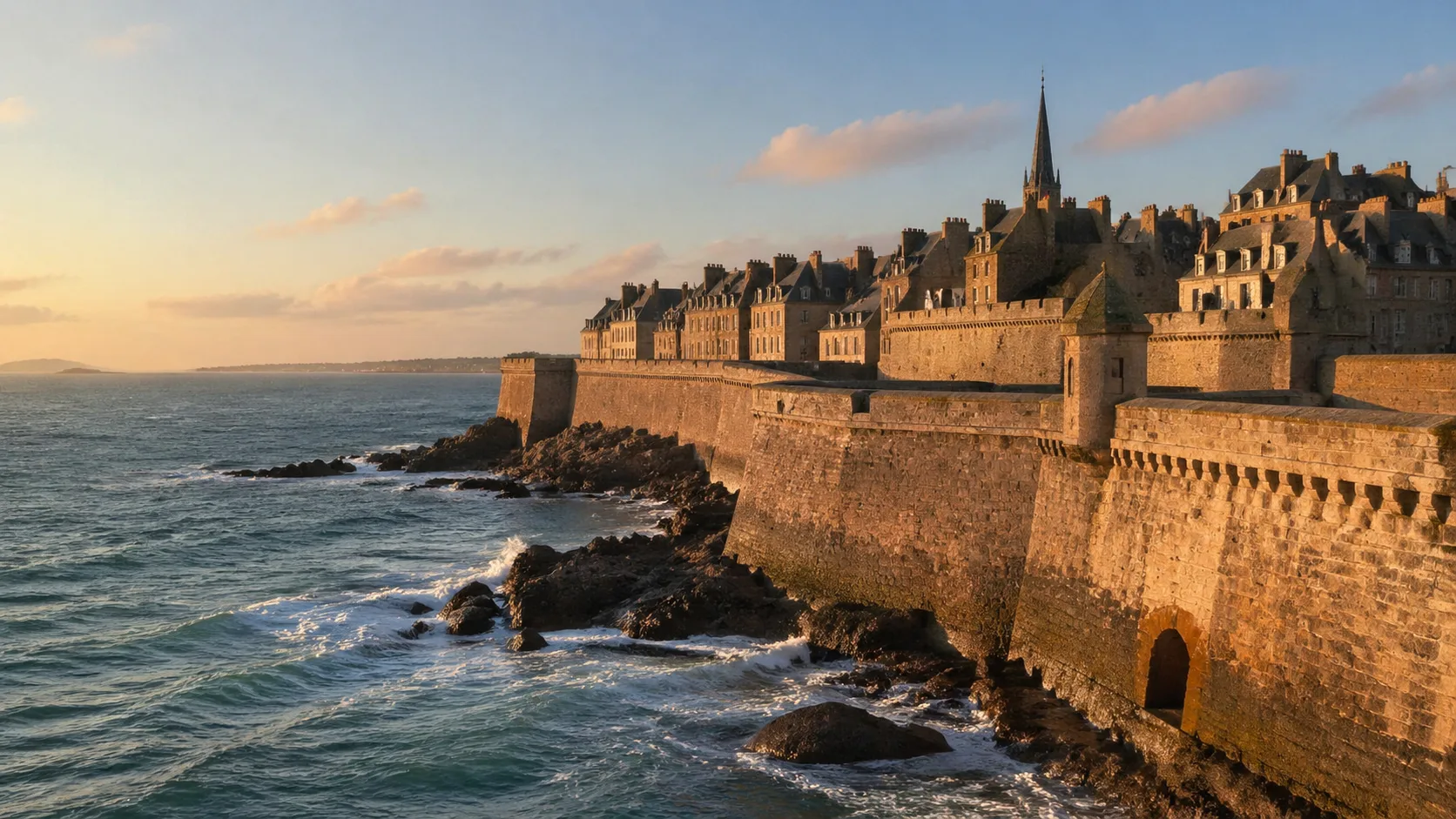 Remparts de Saint-Malo dominant la mer, cité corsaire bretonne